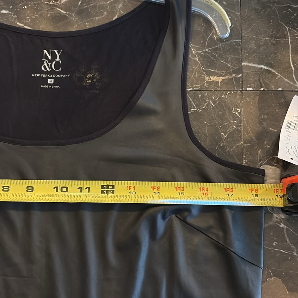 New York & Company Faux Leather Black Tank Top - Picture 7 of 9